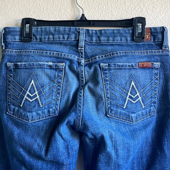 7 For All Mankind “A” Pocket White Stitching Flare Bootcut Denim Jeans 29 - Picture 5 of 8